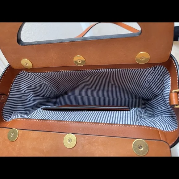 TORY BURCH COLORFUL NEEDLEPOINT & BROWN SUEDE BERMUDA HANDBAG DETACHABLE STRAP - Picture 14 of 16